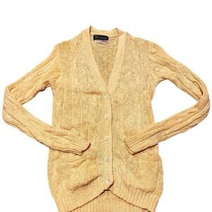 VINTAGE Cardigan Linen Blend Women's Small Medium Beige CRICKET Hong Kong Preppy